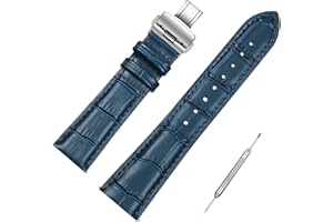 FAGWIG Genuine Leather Alligator Grain Watch Band Women Men Quick Release Bands Vintage Classic Wristbands Replacement Strap for 18mm 19mm 20mm 21mm 22mm 24mm