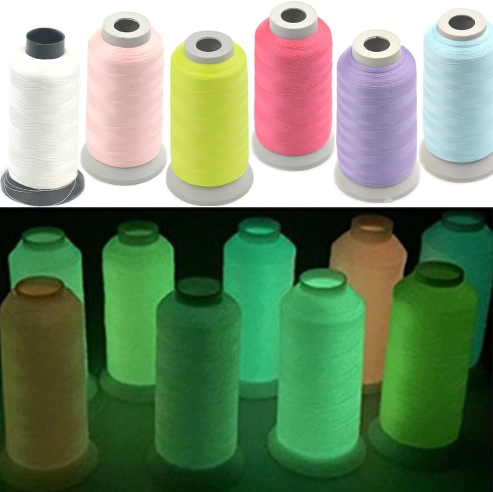 Bluemoona 3000 Yards Glow in The Dark Machine Embroidery Thread Sewing 150D Optical Pink