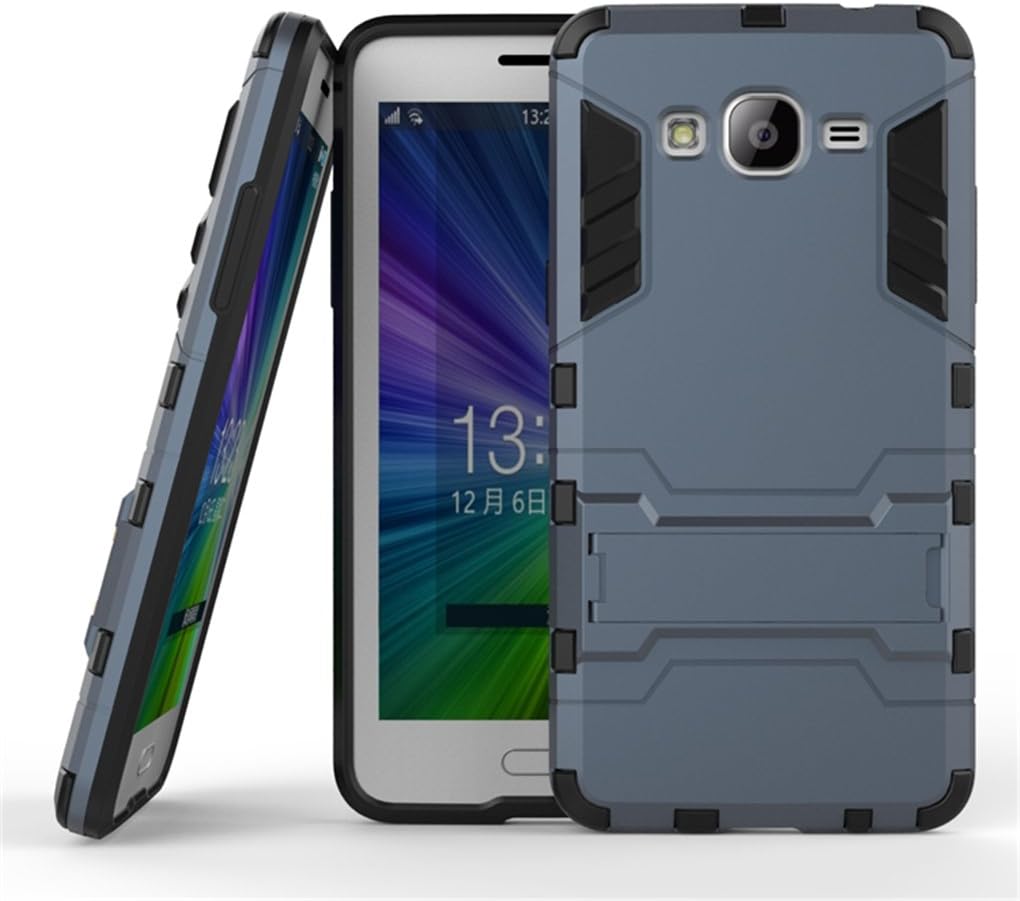Galaxy Grand Prime Case, SATURCASE Hybrid 2 In 1 [PC & Silicone] Dual-Layer Bumper Case Cover with Kickstand for Samsung Galaxy Grand Prime SM-G530H Navy