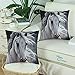 CaliTime Pack of 2 Soft Canvas Throw Pillow Covers Cases for Couch Sofa Home Decoration Vivid Wild Horses Print 18 X 18 inches White Horse