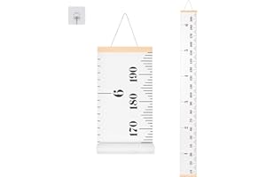 BESSLEE Canvas Kids Growth Chart for Wall, Plain Height Measurement Tracker for Baby Boy, Hanging Ruler with Removable Hook, 