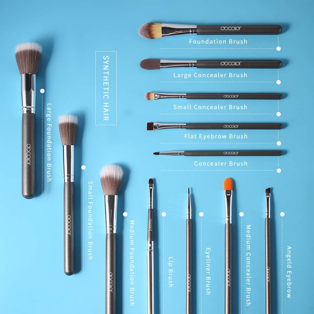 Docolor Makeup Brushes 29 Piece Professional Makeup Brush Set Premium Goat Hair Kabuki Foundation Blending Brush Face Powder Blush Concealers Eye Shadows Make Up Brushes Kit with PU Leather Case: Beauty