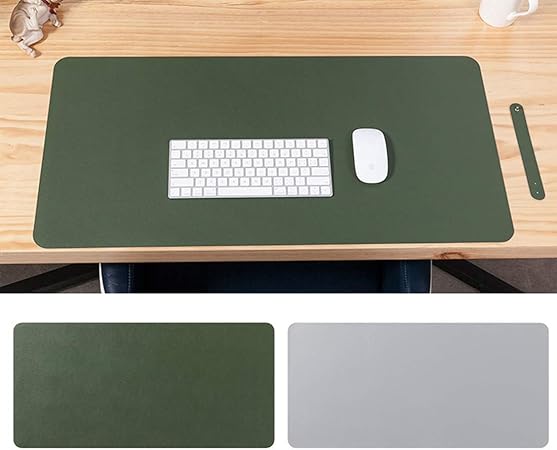 Amazon Timoise デスクマット テーブルマット マウスパット マウスマット パソコンマット 両面 Puレザー 大型 レーザー 光学式マウス対応 防水 傷防止 滑り止め 子供 大人 学習机 事務机 オフィス用 ホーム用 ゲーム用 ダークグリーンと銀 80 40 文房具 オフィス