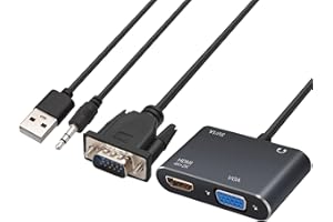 LiNKFOR VGA to HDMI VGA Adapter, 1080P VGA Splitter 1 in 2 Out, Plug and Play with an Audio Cable for Computer, Desktop, Lapt