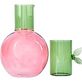ban.do Cute Glass Carafe, Bedside Water Pitcher, Novelty/Unique/Fruit Pitcher and Cup, Cherry