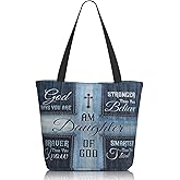 Yirasnezy Christian Gifts Reusable Shopping Tote Bag Zippered Inspirational Tote Bags for Women Bible Verse Shoulder Bag