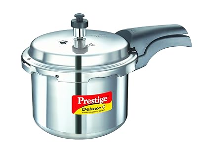 Prestige Deluxe Plus Induction Base Aluminium Pressure Cooker, 3 Litres, Silver