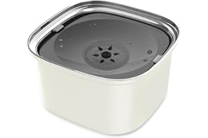 Decflow 3L Dog Water Bowl Stainless Steel Slow Drinking Dog Bowl with Lid, No Spill Water Bowl for Large Dogs Splash Proof Vehicle Carried Travel Pet Water Bowl Dispenser for Messy Drinkers, Beige