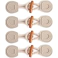 4 Sets Sew-On Toggle with Wooden Horn Button for Coat Jackets Shawl DIY Sewing Accessories (Beige)