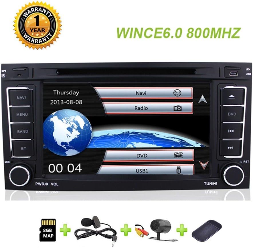In Dash Car Stereo GPS Navigation Raido with Bluetooth DVD Player 7 inch Touch Screen Stereos for Volkswagen Touareg 2004-2011 Multivan T5 2009 T5 California 2003-2012