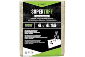 Trimaco 56708 SuperTuff 6 oz thick Utility Weight Canvas Drop Cloth, 4-feet x 15-feet,Beige