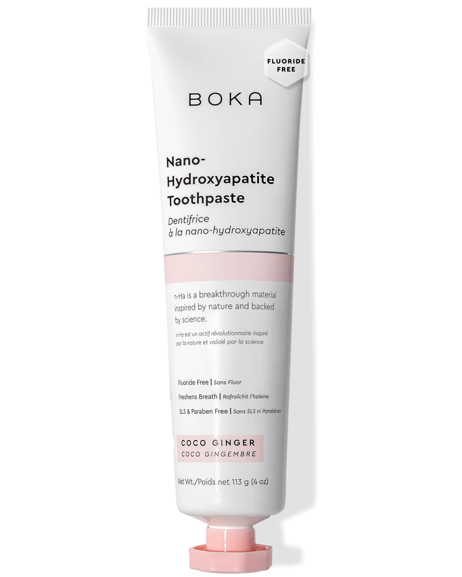 Boka Fluoride Free Toothpaste, Nano Hydroxyapatite Toothpaste, Appropriate for Sensitive Teeth - for Adult, Kids Oral Care - Coco Ginger Flavor, 4 Fl Oz 1Pk US Manufactured