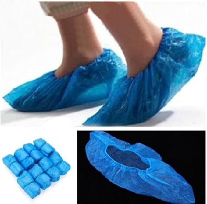YOYOSTORE 50 Pair Blue Plastic Disposable Shoe Covers Carpet Cleaning