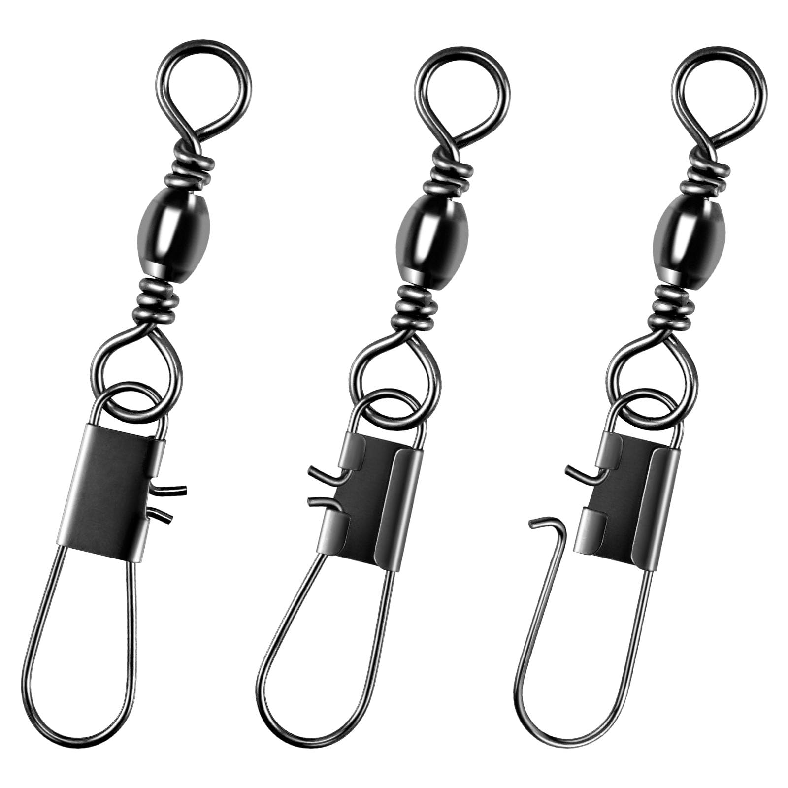 Alwonder 100 Pcs Quick Change Fishing Snap Swivel Terminal Tackle Quick Change Interlock Rolling Swivels Fishing Snap to Line Lure Connectors High Strength Tackle Accessories 18kg Size 7