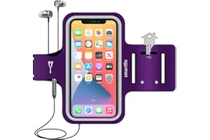 smartlle Arm Phone Holder for Running, Armband Cellphone for iPhone 15 14 13 12 11 Pro Max/XR/8 7 6s Plus, Galaxy A/S/Note Up to 6.9’’, for Exercise Gym Fitness Sports Gear-Purple