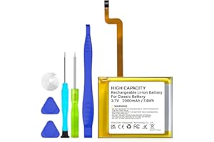 PFHL 2025 New Version, 2000mAh High Capacity Li-ion Square Replacement Battery for iPod Video/Classic Thin 5th-7th Gen