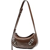 LAFESTIN Women's Leather Crossbody Bag - Adjustable Strap Purse with Zipper, Trendy Crescent Bag for Daily Use