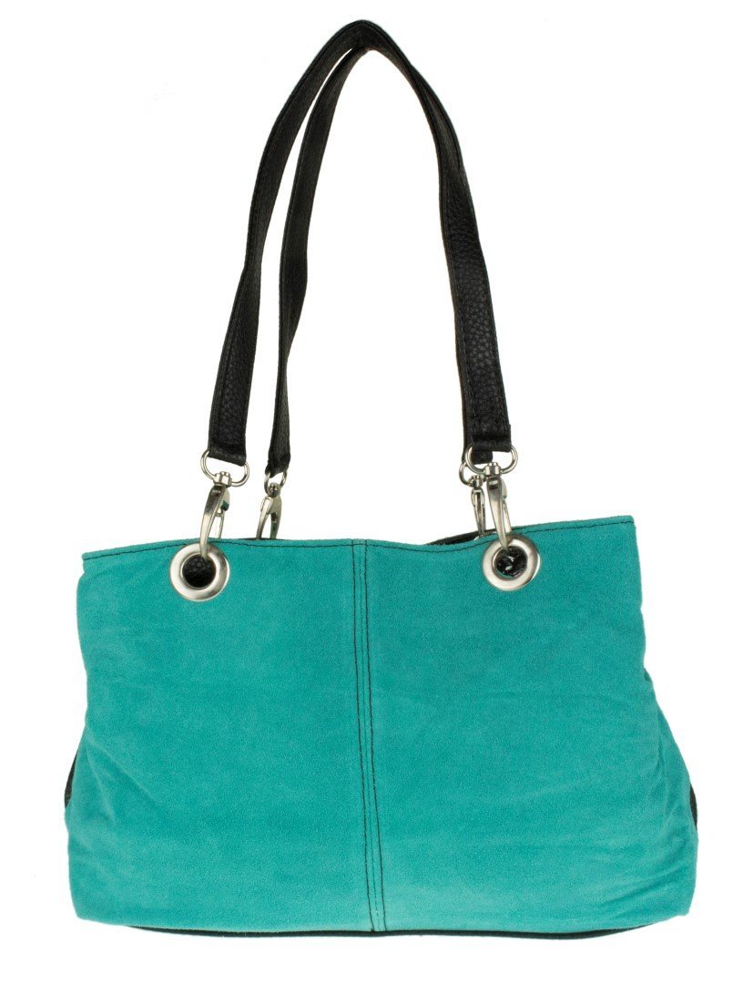 Girly HandBags Italian Suede Leather Shoulder Bag - Turquoise(Size: W 30, H 20, D 10 cm (W 12, H 8, D 4 inches))