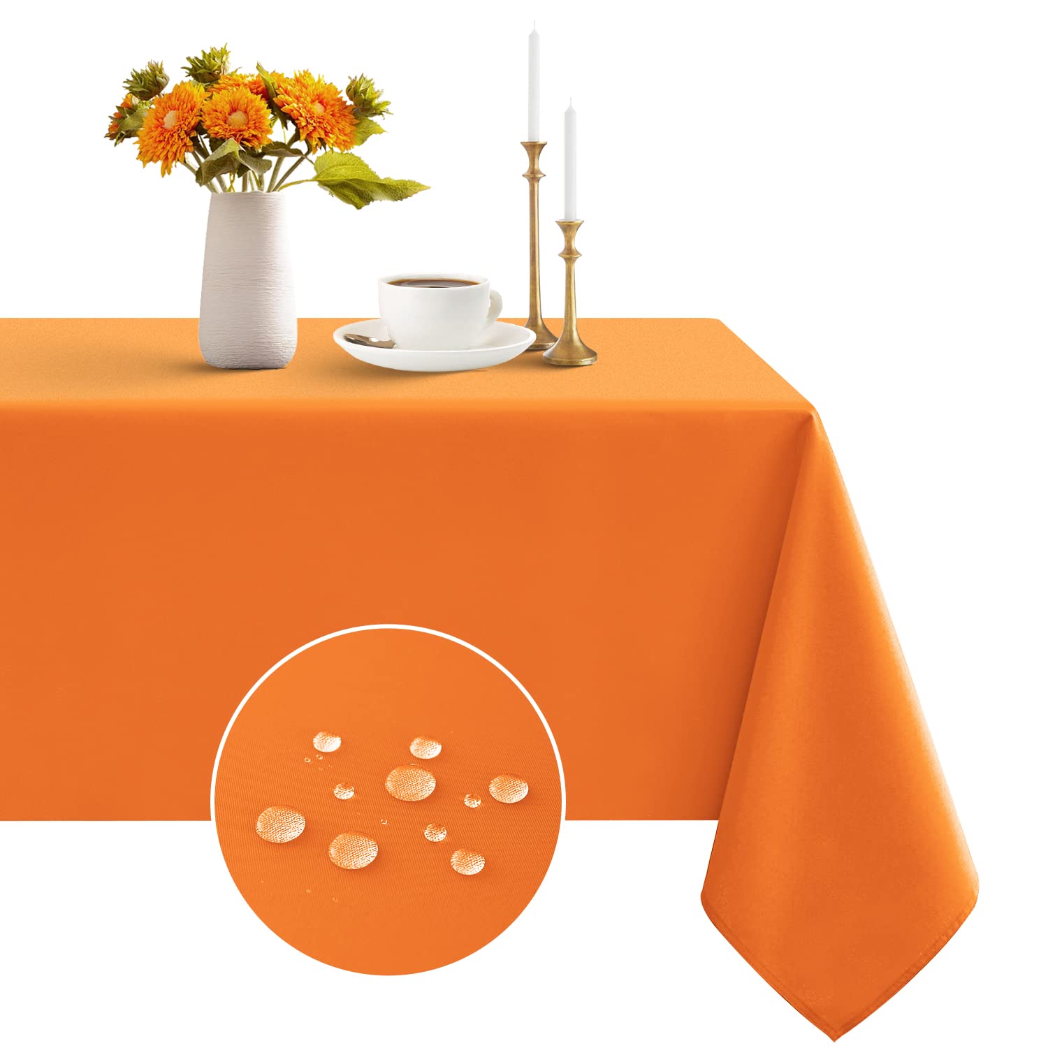 Photo 1 of Romanstile Halloween Rectangle Tablecloth - Waterproof and Wrinkle Resistant Washable Polyester Table Cloth for Kitchen Dining/Party/Wedding Indoor and Outdoor Use (60 x 120 inch, Orange)