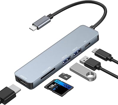 Avigers USB C Hub 6 in 1 100W PD 4K HDMI USB 3.0 SD/TF Card Reader
