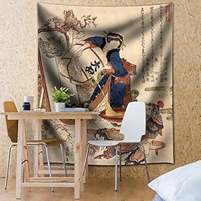 Katsushika Hokusai - The Strong Oi Pouring Sake - Fabric Tapestry, Home Decor - 51x60 inches