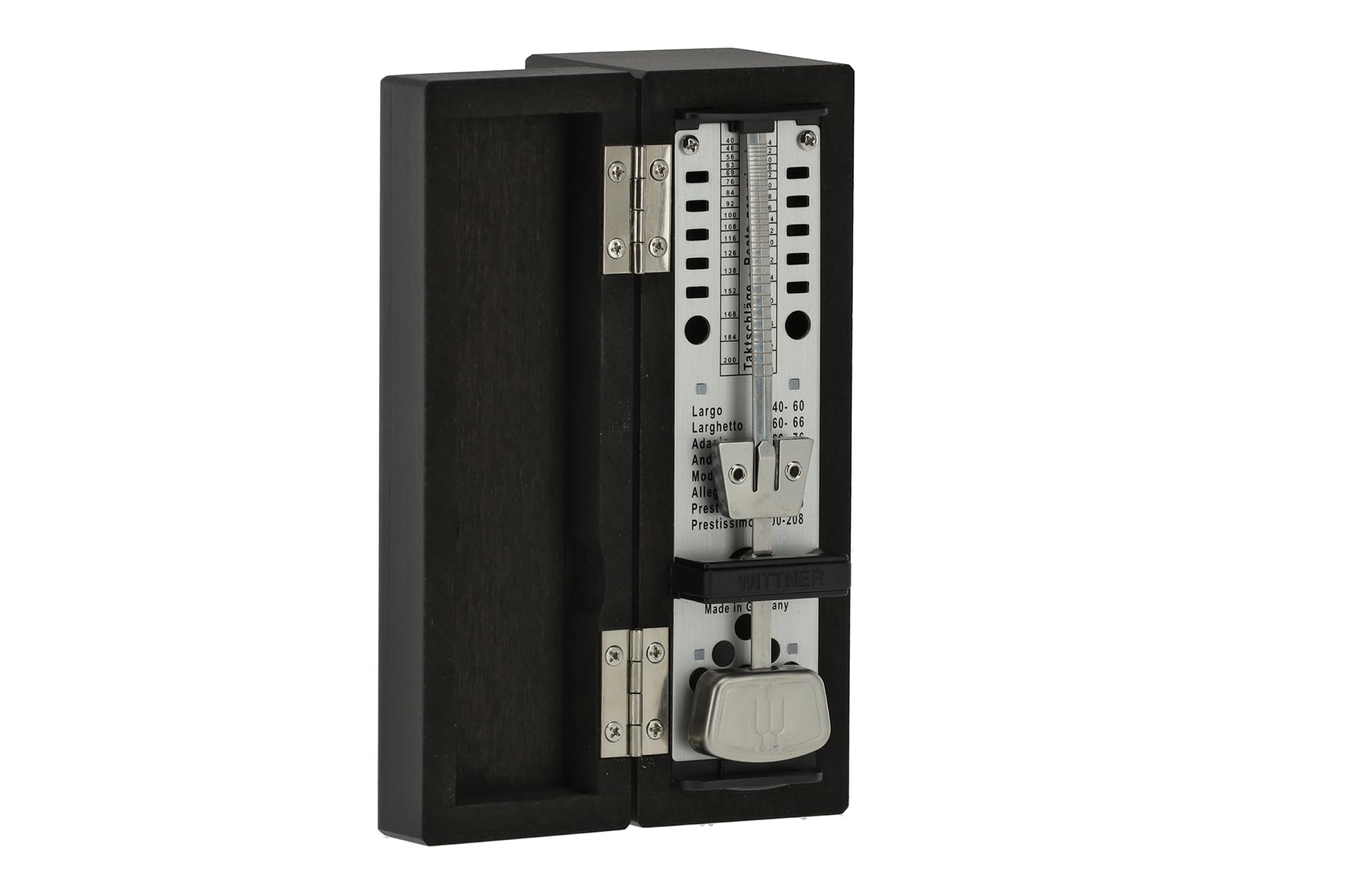 Wittner Metronome Taktell Super-Mini Series 880.2 - Solid wood casing - Without bell - Matte black - Mechanical winding - No batteries required - Made in Germany