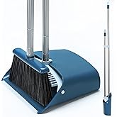 SONCAL Standing Dustpan and Broom Set with 52" Long Extendable Handle for Home, Indoor, Kitchen Room Office Lobby Floor Cleaning