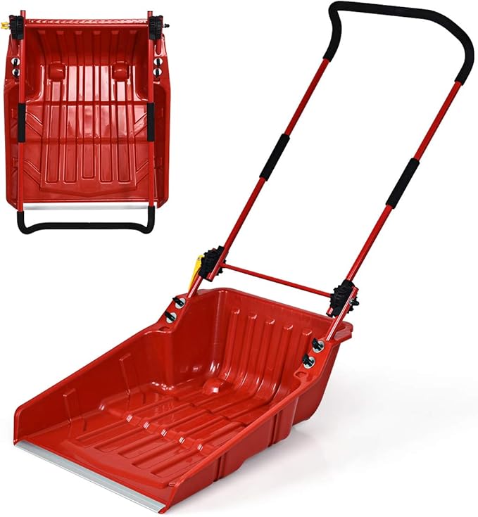 Goplus Poly Sleigh Shovel, Folding Scoop Snow Shovel with