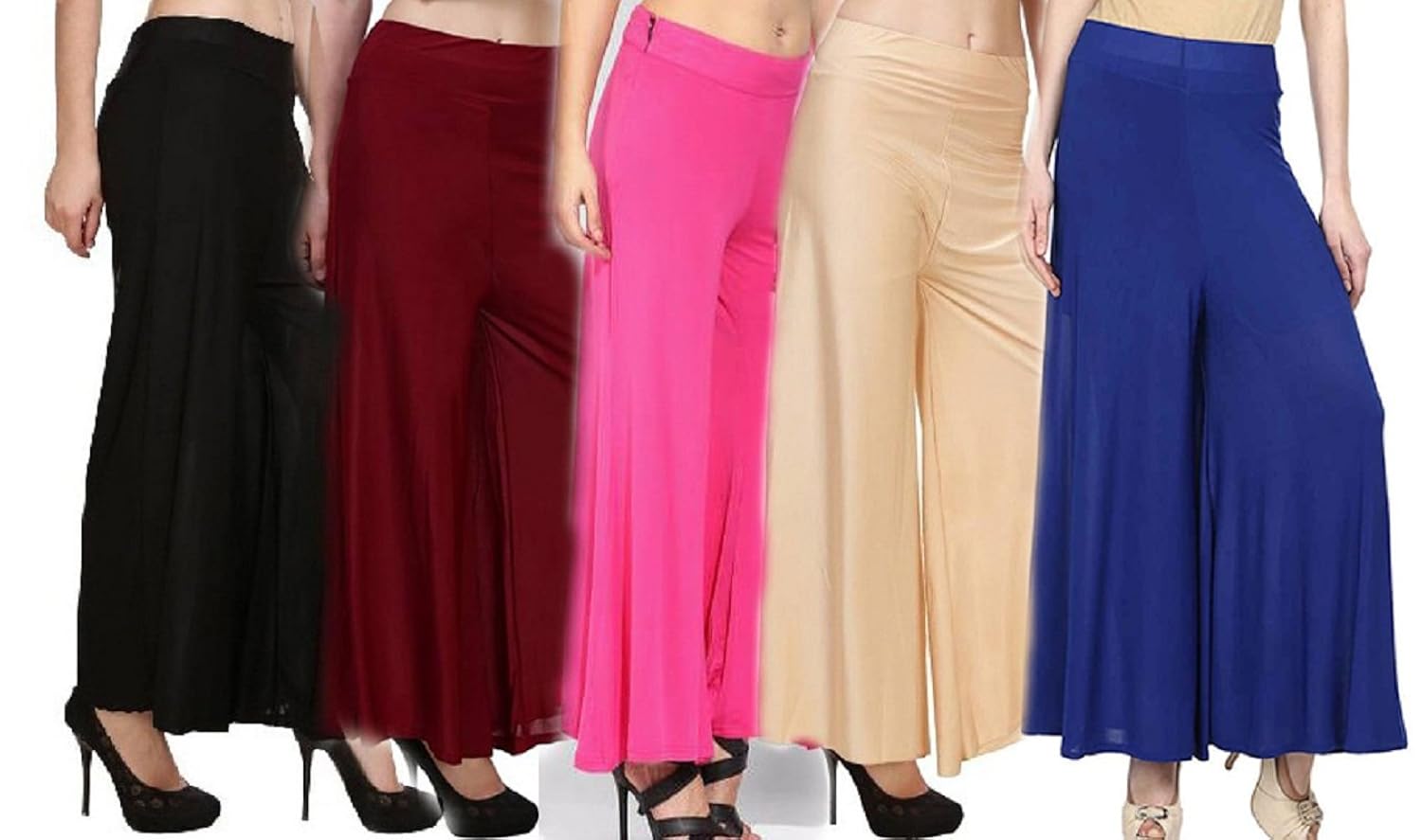 rooliums brand factory outlet women's light weight palazzo pack of 5 - free size