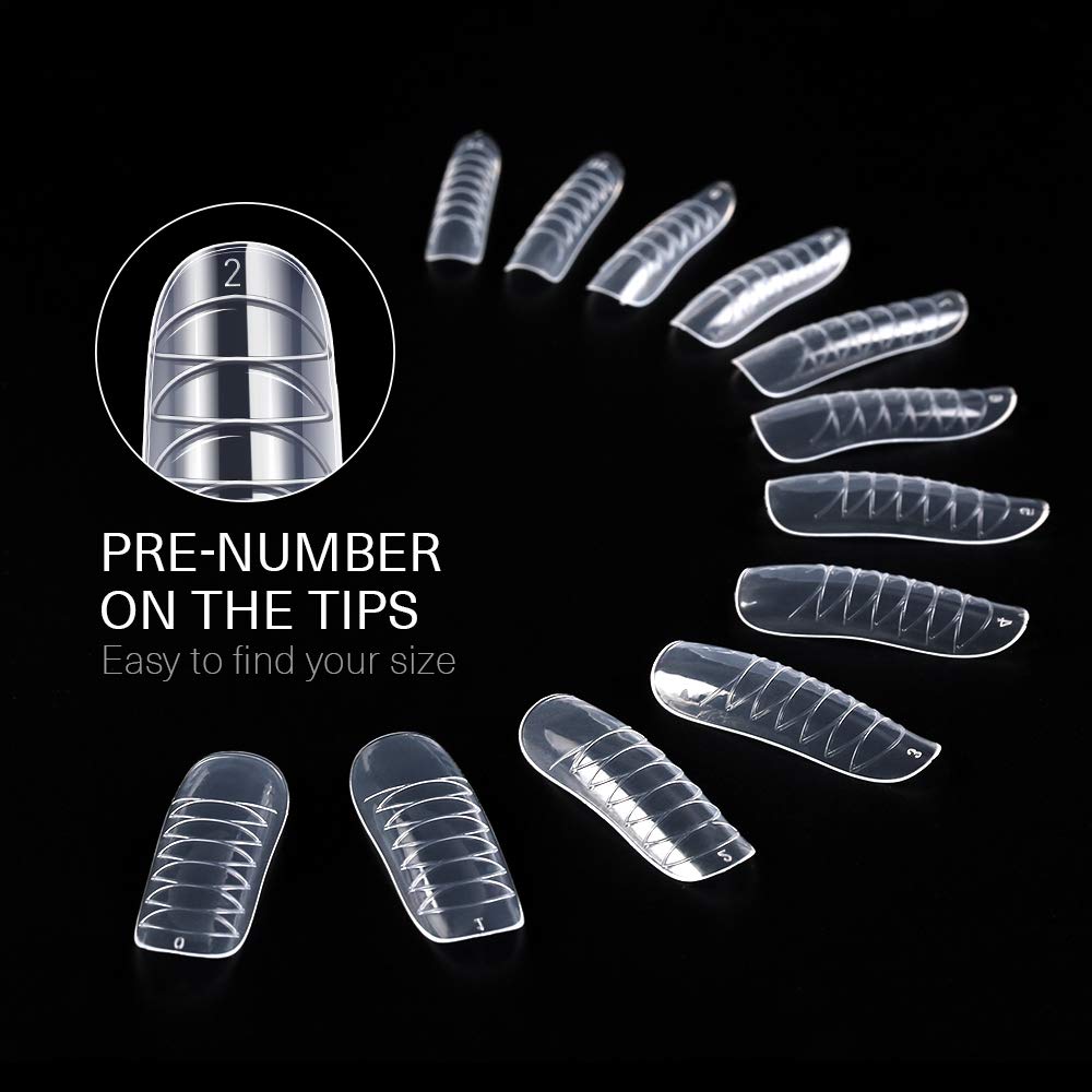 Modelones 120pcs Coffin Nails Clear Ballerina Nail Tips Full Cover Dual Nail Form : Beauty