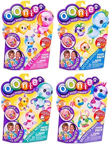 Oonies Theme Packs Bundle of 4: Pet Scene, Jungle World, Ocean and Monster Mash! includes blizy flashlight keychain