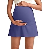 G4Free BareFeel Maternity Tennis Skirt with 2 Pockets Inner Shorts Over The Belly Stretchy Pregnancy Workout Skorts Golf