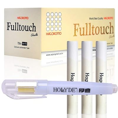 Bundle: HAGOROMO Fulltouch Color Chalk 1 Box [72 PcsWhite]  HOLYDE Chalk Holder with Magnet Attached [White chalk included]