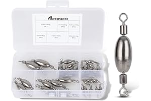 AMYSPORTS Drop Shot Fishing Sinkers Tackle Casting Swivel Fishing Weight Sinker Bullet Fishing Sinker Saltwater Removable Fre