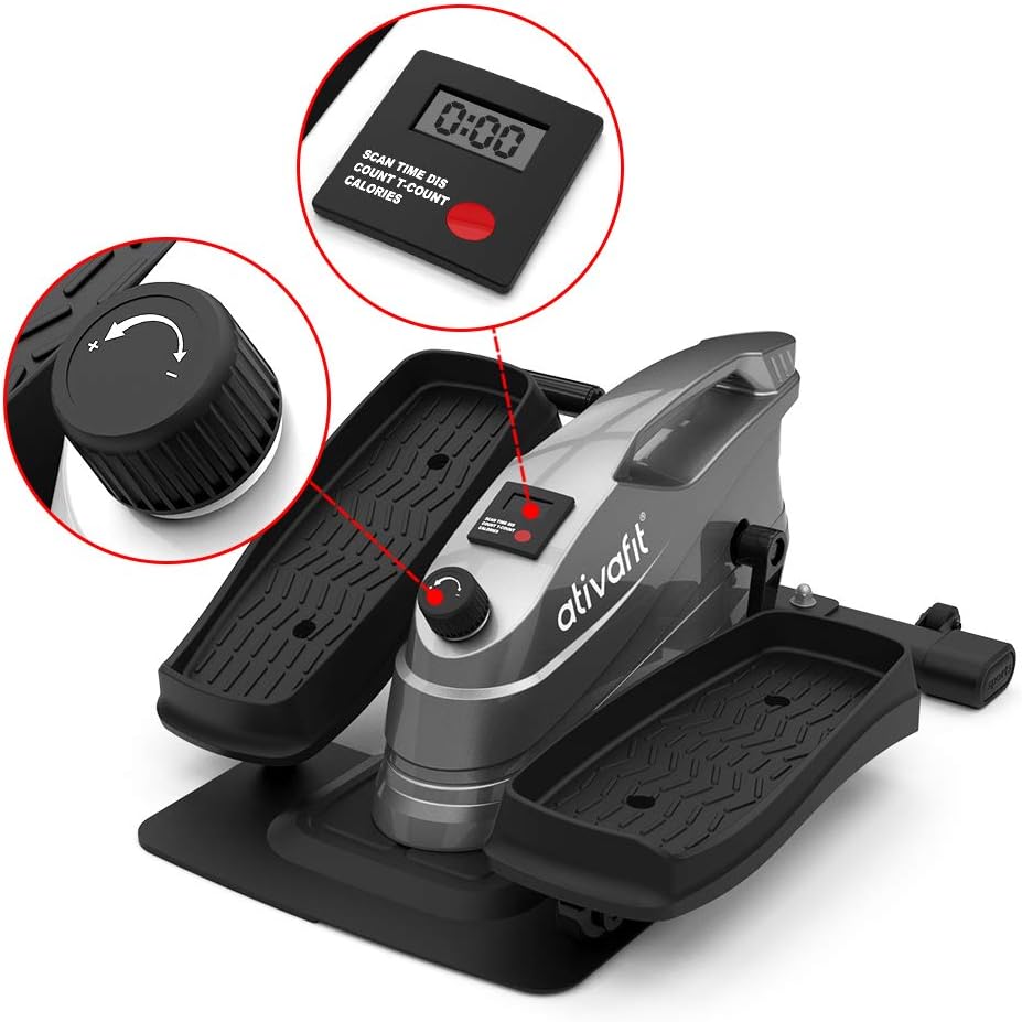ATIVAFIT Under Desk Elliptical Bike, Pedal Exerciser, Mini Elliptical Machine with Non-Slip Pedal, Display Monitor and Adjustable Resistance, Quiet & Compact Electric Trainer Fitness Peddler : Sports & Outdoors