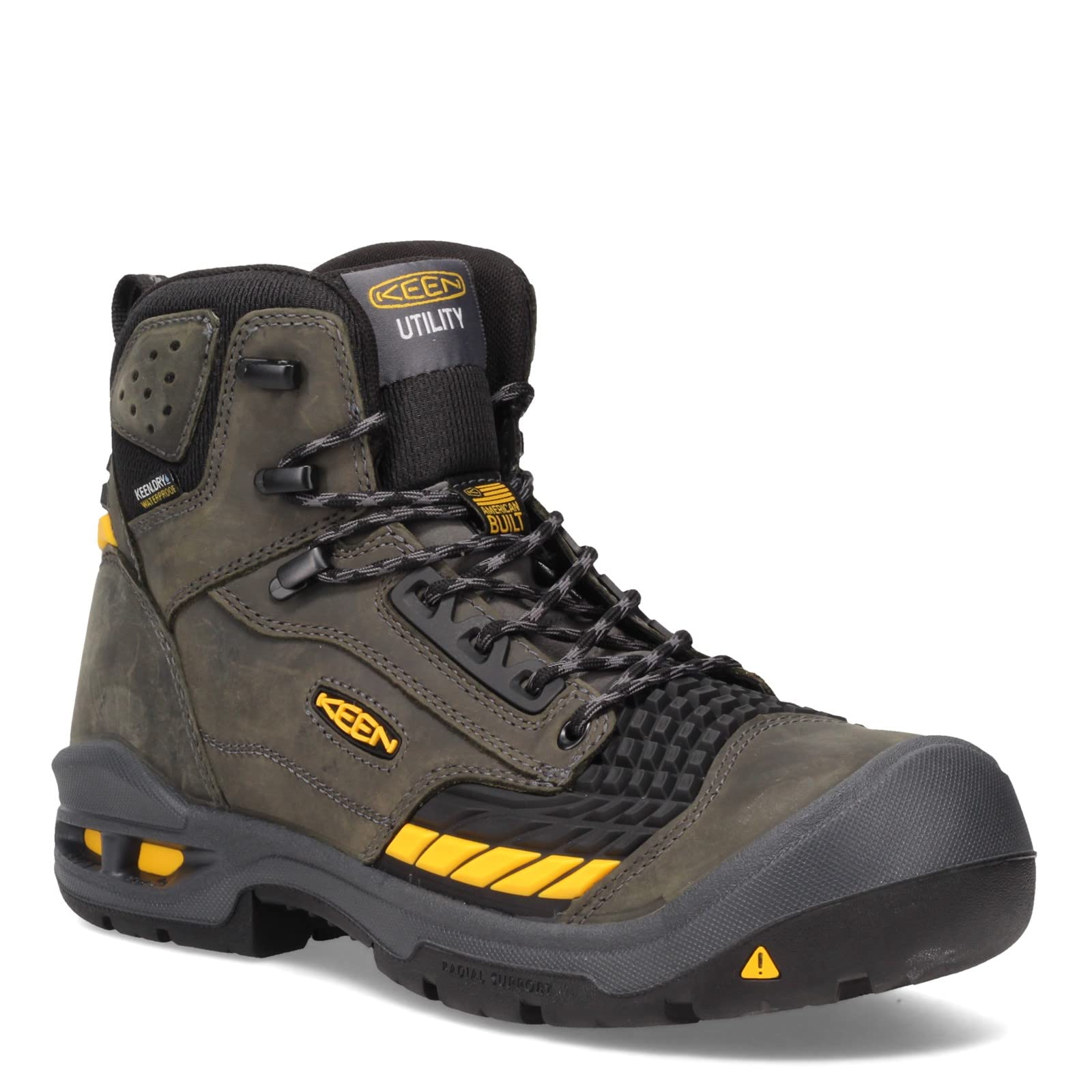 KEEN Utility Men’s Troy 6″ KBF Composite Toe Waterproof Work Boots, Magnet/Black, 10