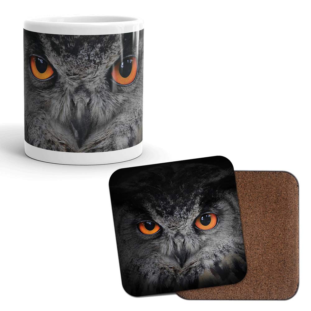 DV Mugs Ltd Mug & Coaster Set - Wise Owl Face Bird Eagle Dad Brother Uncle Son #8252 (Mug & Coaster)