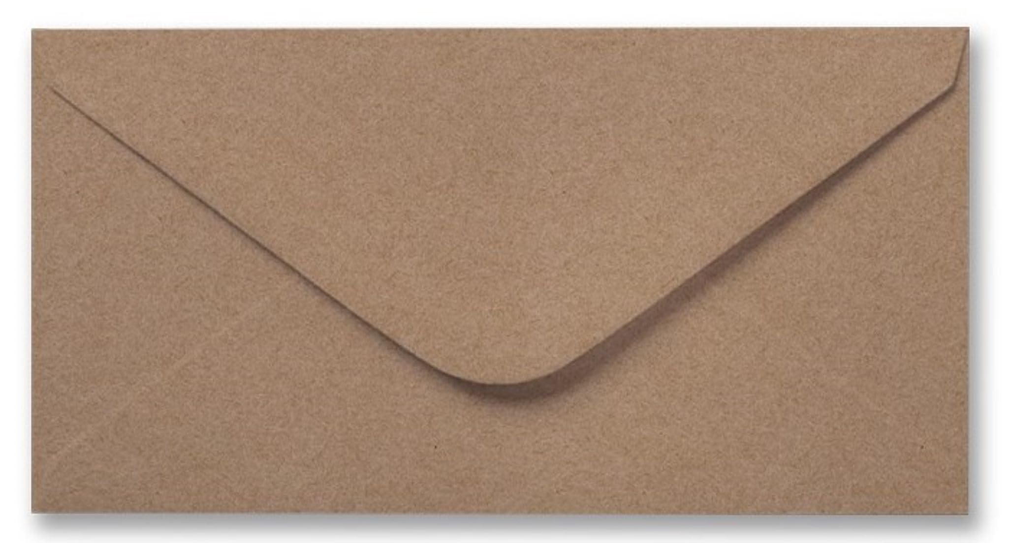 25 Pack DL Kraft Envelopes - 110mm x 220mm - Gummed 110gsm – Eco-Friendly Natural Brown
