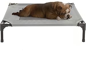 Elevated Dog Bed - 30x24-Inch Portable Pet Bed with Non-Slip Feet - Indoor/Outdoor Dog Bed or Puppy Cot for Pets up to 50lbs by PETMAKER (Gray)