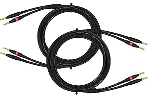 WORLDS BEST CABLES 8 Foot - Coaxial Audiophile Speaker Cable Pair Custom Made Using Mogami 3082 Wire & Eminence Gold Plated Banana Plugs (2 Plugs on Each end)