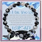 Orca Healing Bracelets for Women - Whale Gifts, Agate Crystal Bracelets With Tail Charm - Inspirational Gift