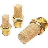 Beduan 3 Pcs Pneumatic Brass Exhaust Muffler Filter, 1/4" Male Thread Hex Sintered Silencer Air Line Fitting