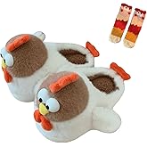 EVHRZN Chicken Slippers for Women - New Cute Chicks Slippers with Wings & Socks, Cartoon Animal Cozy Plush Non-Slip House Slipper