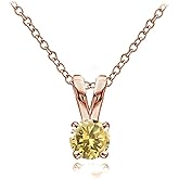 Ice Gems Rose Gold Flashed Sterling Silver Genuine, Created and Simulated 5mm Round Solitaire Necklace
