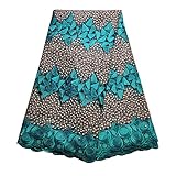 BlueSky 5 Yards/Lot Latest African Nigerian French lace Fabric Embroidered Beading and Rhinestones for Wedding Party (Green)