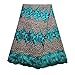 BlueSky 5 Yards/Lot Latest African Nigerian French lace Fabric Embroidered Beading and Rhinestones for Wedding Party (Green)