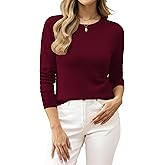 BAMBOO ISLAND Women's 100% Cotton Sweaters Long Sleeve Lightweight Knit Solid Soft Pullover Tops