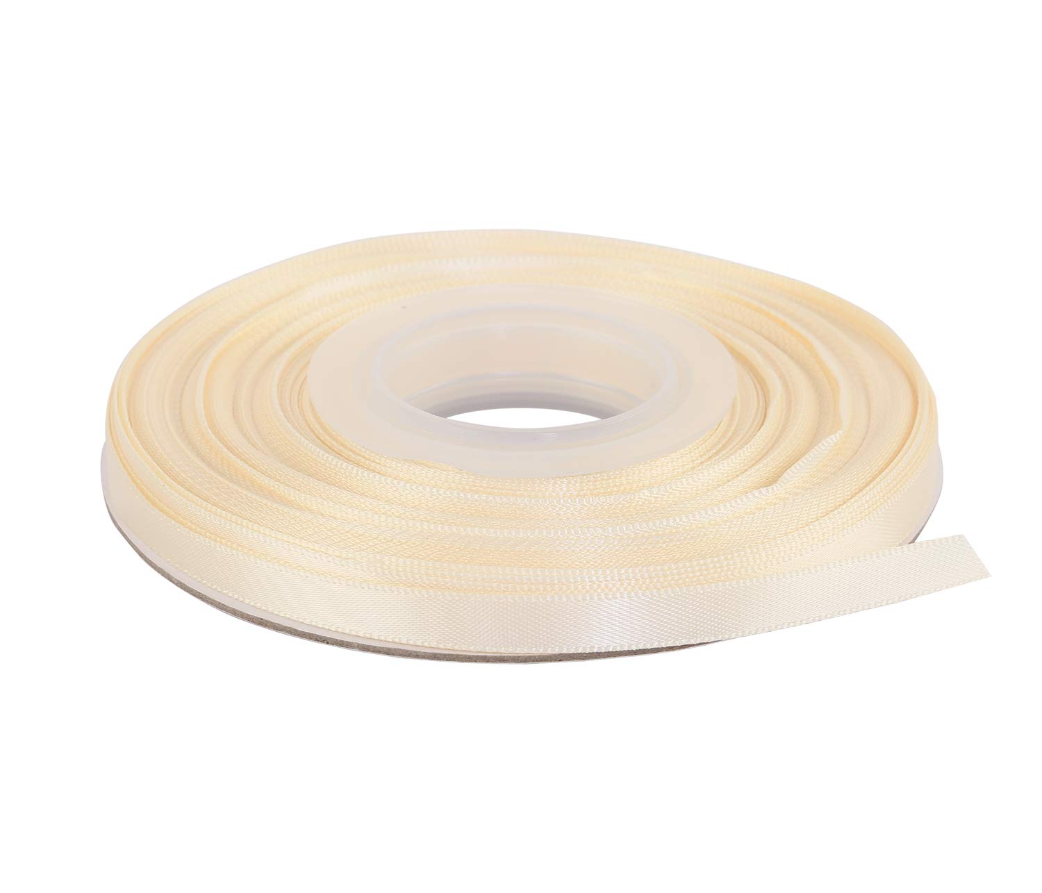 Ribbonitlux 6mm Wide Double Face Satin Ribbon 22 Meters (810-Ivory, Set for Gift Wrapping, Party Decor, Sewing Applications, Wedding and Craft