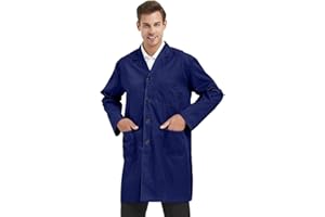TOPTIE Unisex Scrubs Lab Coat Professional Doctor Uniform Workwear Long Sleeve Shop Coat