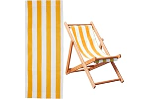 Hobbspring Beach Chair Replacement Cloth 115cmx43.5cm Simple Sling Chairs Replacement Fabric Orange and White Stripes Lounge Chair Replacement Canvas for Sunbathing Garden Courtyard Garden Beach